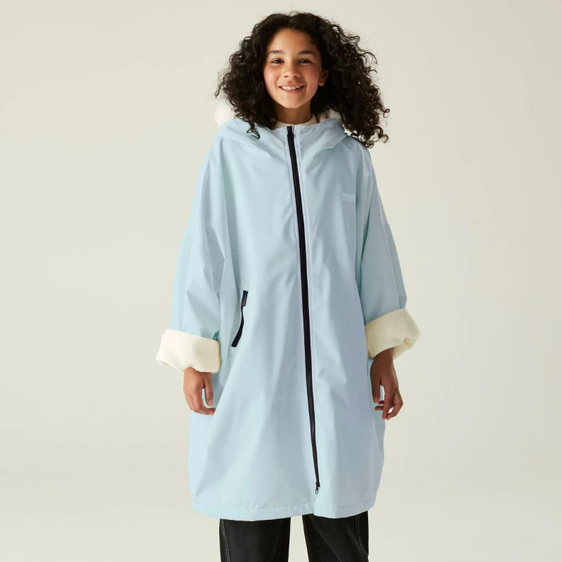 Image of Regatta Unisex Kids Pro Waterproof Breathable Borg Fleece Lined Changing Robe Blue unisex 3-5yrs