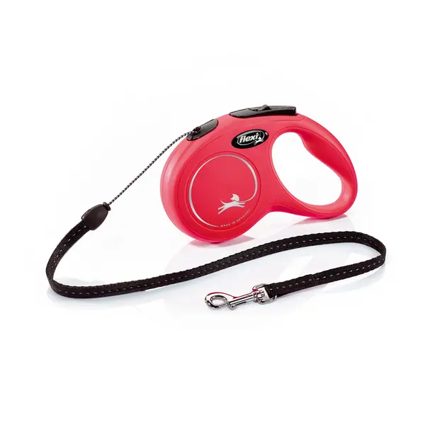 image of Flexi New Classic Cord Retractable Dog Lead - Red - Small (5m) Red Dog Lead