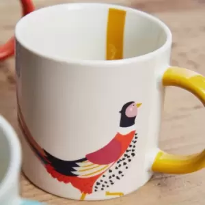Image of Joules Pheasant Mug White/Yellow/Pink