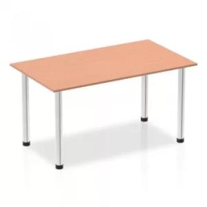 Image of Impulse 1400mm Straight Table Beech Top Chrome Post Leg