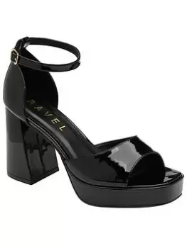 Image of Ravel Ornsay Black Patent Platform Heeled Sandal, Black, Size 8, Women