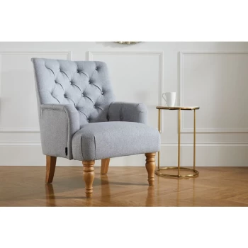 image of Birlea Padstow Armchair Button Back Fabric Chair - Grey