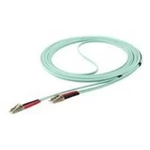 image of StarTech Aqua OM4 Duplex Multimode Fiber Optic Cable 100 Gb 50125 LSZH LCLC 5m