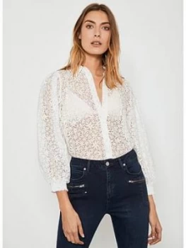 Image of Mint Velvet Floral Puff Sleeve Top - Ivory