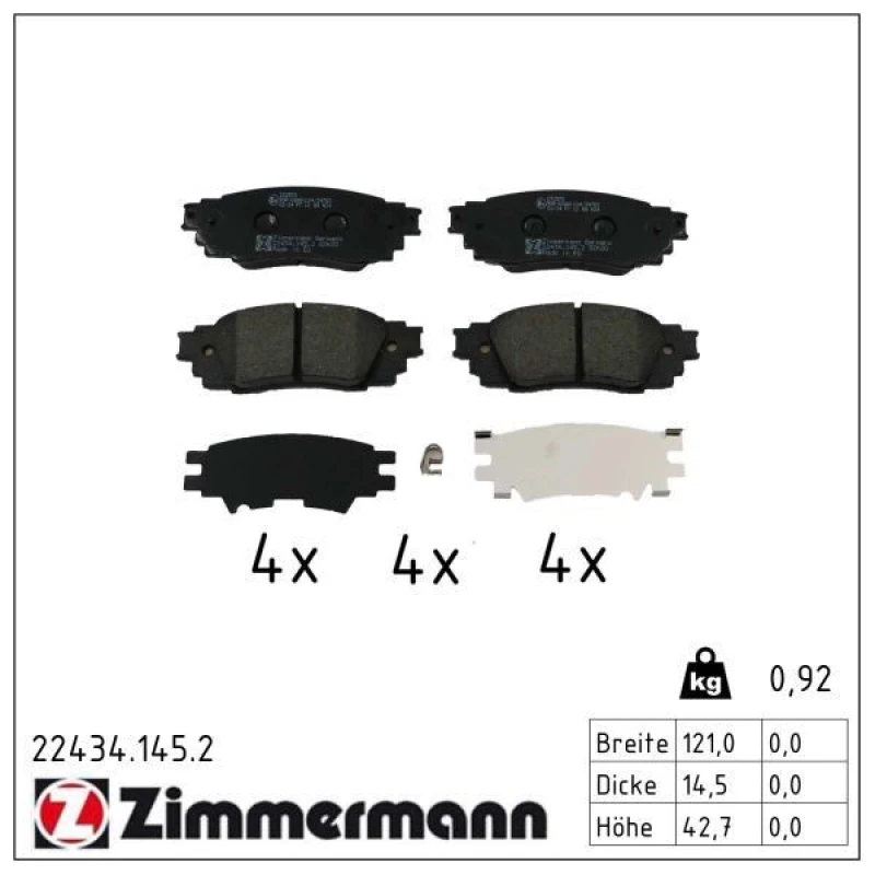 Image of ZIMMERMANN Brake pad set ZIMMERMANN 22434.145.2