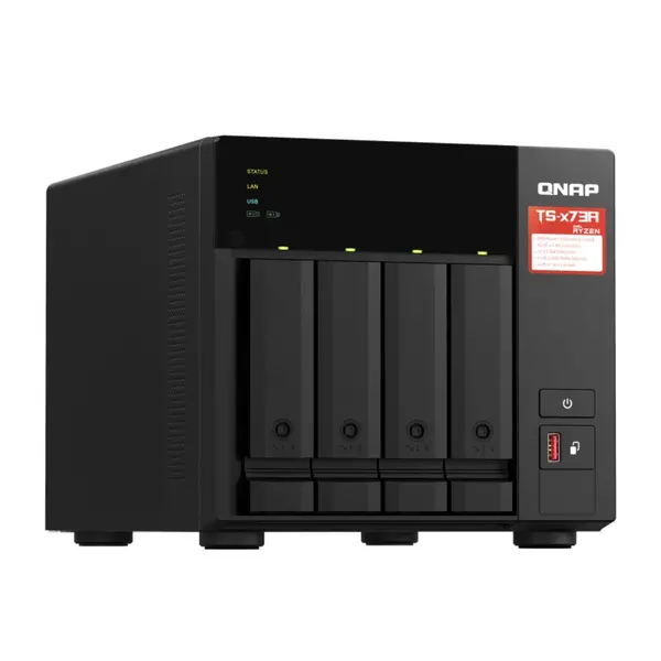 image of QNAP TS-473A 8GB RAM with 16TB Installed Storage 4 Bay SATA 0 1 5 6 10 JBOD Desktop NAS Storage TS-473A-8G/16TB-IW