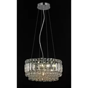Image of Impex Alvery 5 Light Polished Chrome Clear Crystal Round Ceiling Pendant