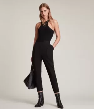 Image of AllSaints Womens Aleida Jersey Trousers, Black, Size: 8