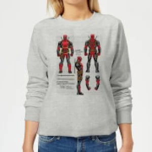 image of Marvel Deadpool Action Figure Plans Womens Sweatshirt - Grey - L