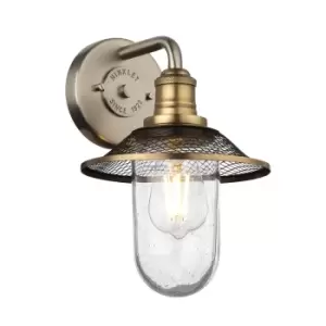 Image of Hinkley Rigby 1 Light Wall Light Antique Nickel with Heritage Brass IP44