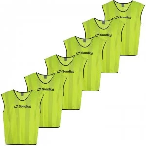 image of Sondico 6 Pack Mesh Hi Viz Training Bibs - Fluo Yellow