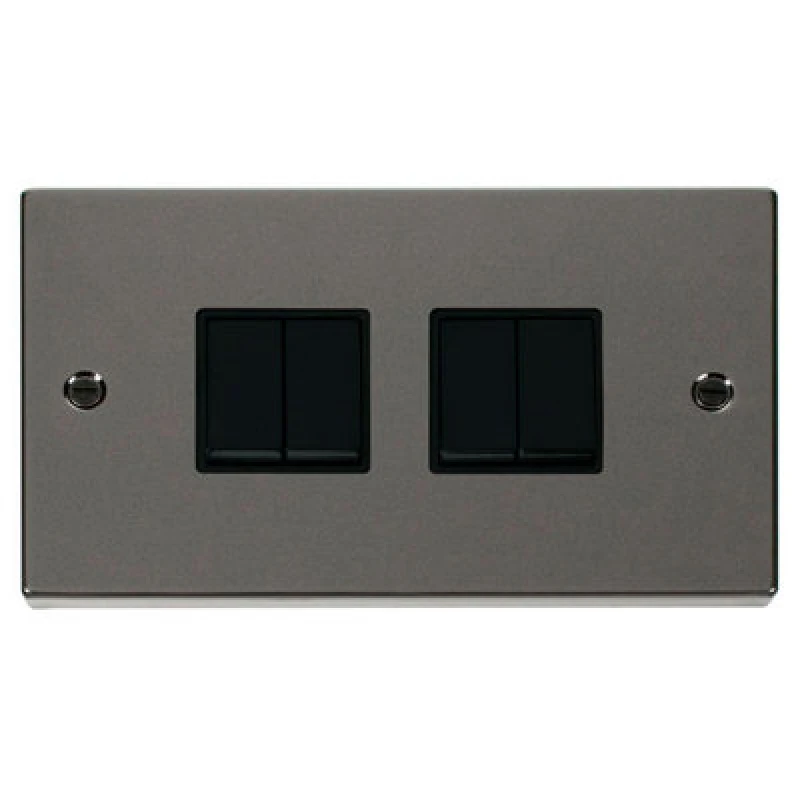 Image of SE Home Black Nickel 10A 4 Gang 2 Way Light Switch Black