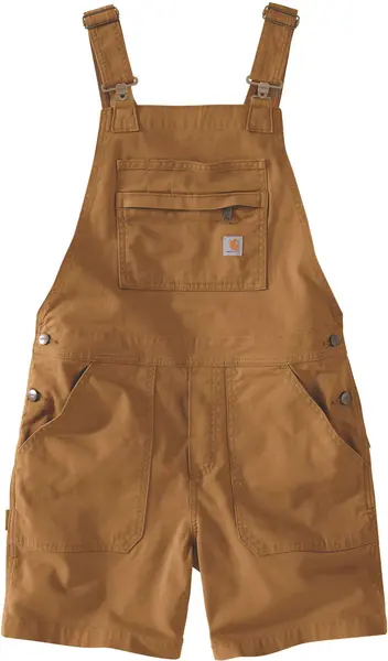 image of Carhartt Rugged Flex Canvas Ladies Bib Shorts, brown, Size S for Women