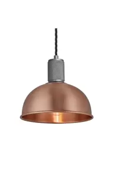 Knurled Dome Pendant Light, 8 Inch, Copper, Pewter Holder