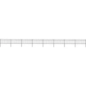 Image of Garden Fence with Hoop Top Steel 13.6x0.8 m Black Vidaxl Black