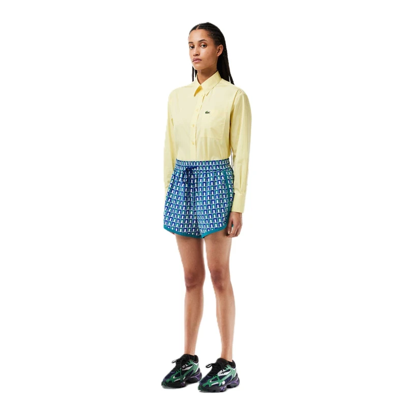 Image of Lacoste Womens Graphic Woven Tracksuit Shorts Mascarpone/Sloe female 8 (36)