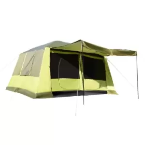 image of Outsunny Two Room Tunnel Tent Camping Shelter W/ Porch And Portable Carry Bag