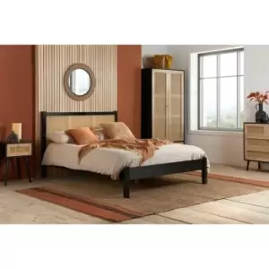 Image of Croxley Double Rattan Bed Black - Black