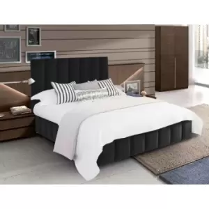 Image of Nora Upholstered Beds - Plush Velvet, Double Size Frame, Black - Black