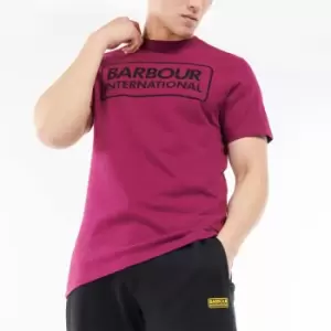 Image of Barbour International Mens Essential Large Logo T-Shirt - Magenta Purple - L