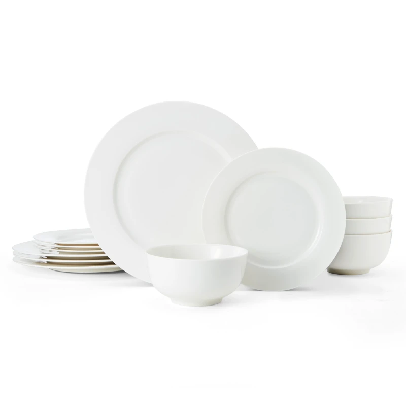 Image of Mikasa Egret 12 Piece China Dinner Set, White White