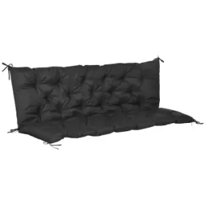 image of Outsunny 3 Seater Bench Cushion, Garden Chair Cushion with Back and Ties for Indoor and Outdoor Use, 98 x 150 cm, Black