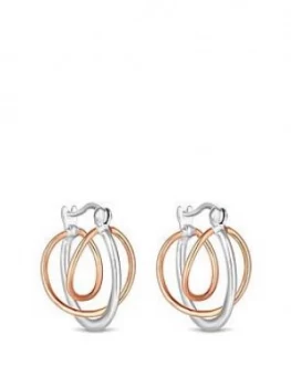 image of Simply Silver Sterling Silver Two Tone Orbit Hoop Earrings