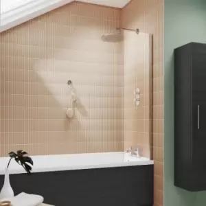 image of Nuie - Pacific Square Fixed Bath Screen 1400mm h x 350mm w - 6mm Glass