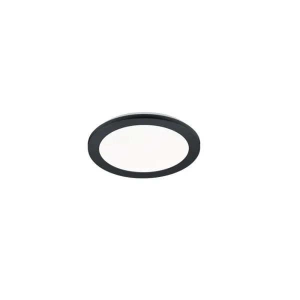 Image of Camillus Modern 26cm Round Bathroom Ceiling Light Black Matt 3000K IP44