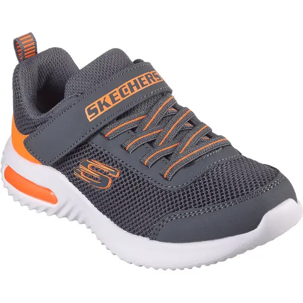 image of Skechers Boys Bounder-Tech Strap Cushion Comfy Trainers UK Size 11.5 (EU 29) Charcoal/Orange SKE2286-CCOR-11.5