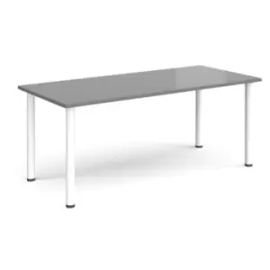 Image of Rectangular white radial leg meeting table 1800mm x 800mm - onyx grey