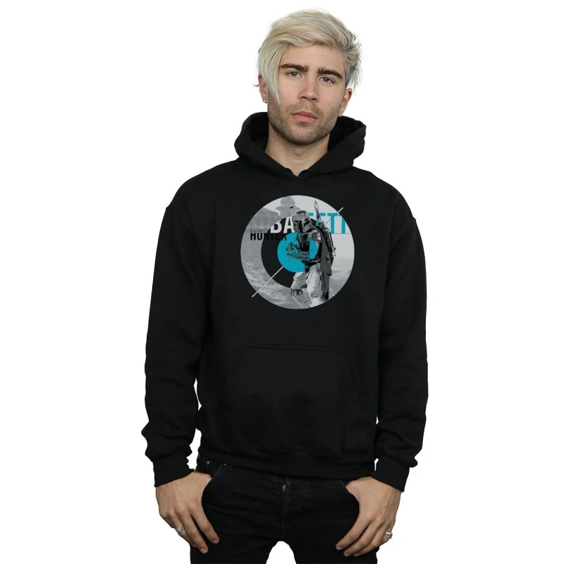 Image of Star Wars Star Wars Men Boba Fett Bounty Hunter Circle Hoodie in Black Size: Small Black S Male 5057864036824