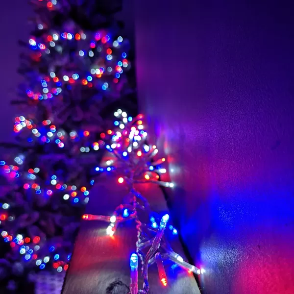 Image of 12.4m 960 LED Premier Cluster Christmas Lights with Timer in Red, White & Blue