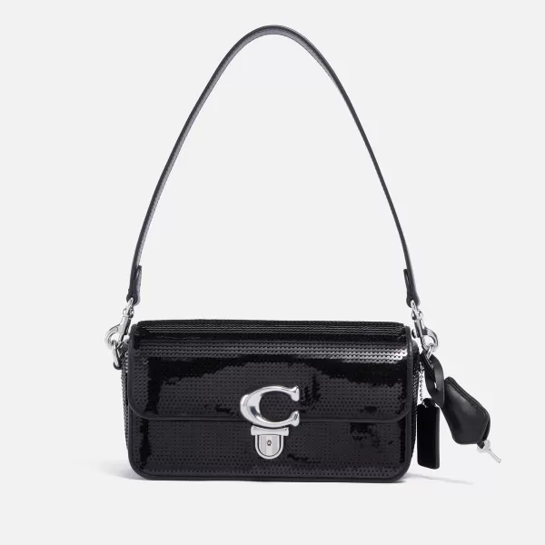 Image of Coach Studio Sequinned Leather Baguette Bag