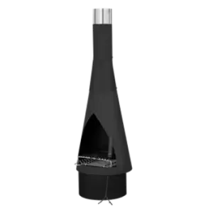 Image of Dellonda Outdoor Chiminea, Fireplace, Fire Pit, Heater, Durable, Black Steel - D