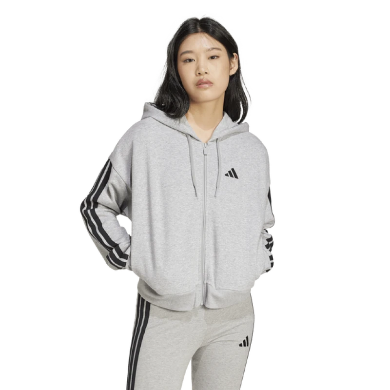 Image of Adidas Terry Women Hoodies - Grey - Size S - Cotton Jersey