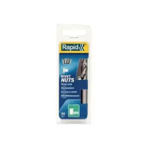 Image of Rapid - 5000673 Steel Rivet Nuts M6 (Pack 20 + Free Drill Bit) RPD5000673