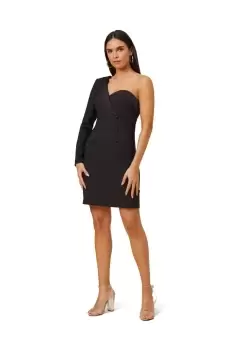 Image of Stretch Crepe Tuxedo Dress