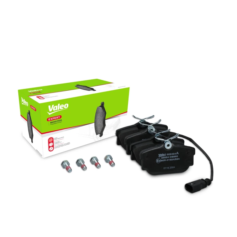 Image of VALEO 302424A Brake pad set EXPERT Rear Axle, incl. wear warning contact, with anti-squeak plate Brake Pad Set,disc brake (402)