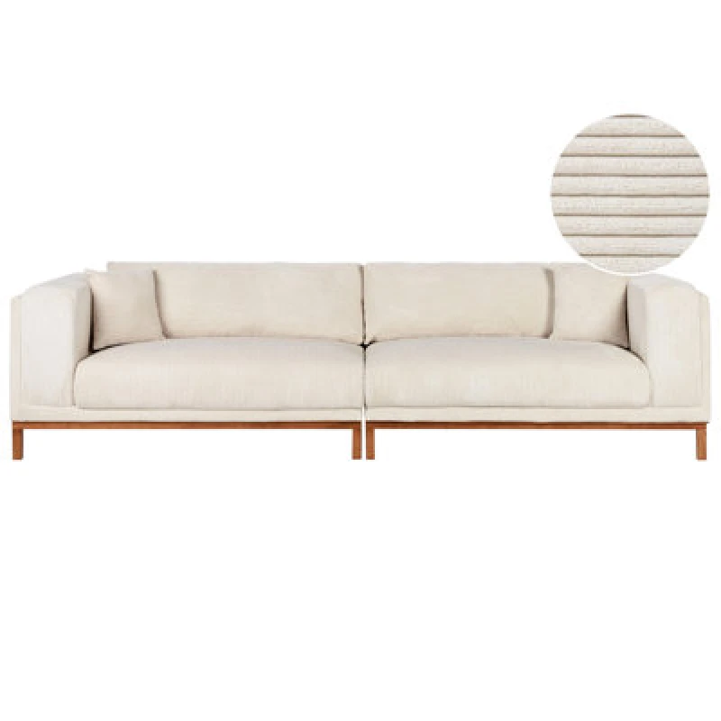 Image of Beliani Sofa 4 Seater Veng Corduroy Light Beige