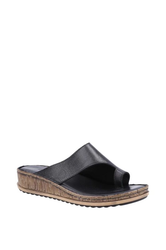 Image of Hush Puppies Womens Elissa Toe Post Wedge Slide Sandals - UK 8 Black female GDE2386BLK8
