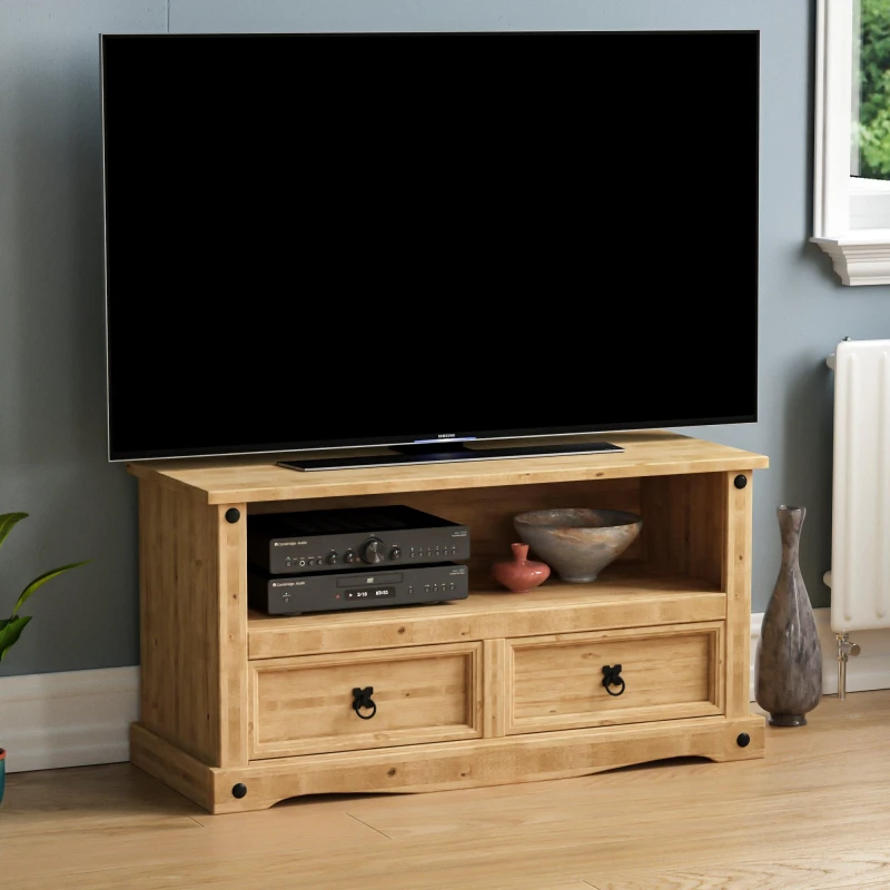 Image of Lassic Vida Designs Corona 2 Drawer Flat Screen TV Unit Pine unisex 2 Drawer