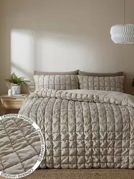 Image of Catherine Lansfield Puffer Duvet Cover Set In Natural
