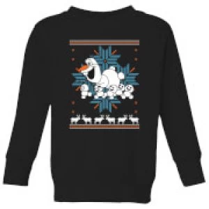 image of Disney Frozen Olaf and Snowmen Kids Christmas Sweatshirt - Black - 11-12 Years