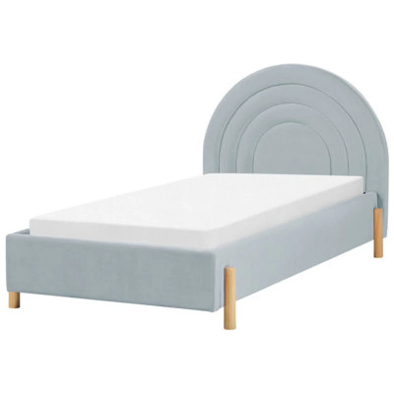 Image of Beliani Kids Bed Velvet Anet 90 X 200 Cm (Eu Single) Light Blue