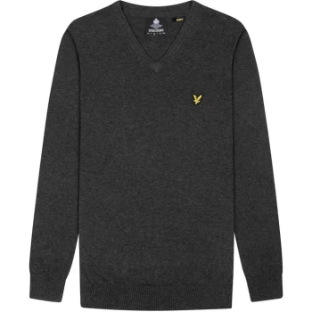 image of Lyle and Scott Merino V Neck Jumper - Grey