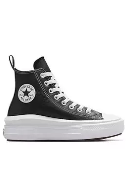 image of Converse Chuck Taylor All Star Move Leather Hi Top Trainers, Black, Size 3 Older