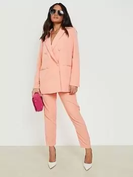 Image of Boohoo Tailored Ankle Grazer Trousers - Coral, Orange, Size 8, Women