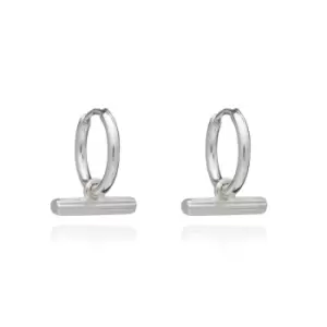 image of Rachel Jackson London Silver Mini T-Bar Huggie Hoop Earrings