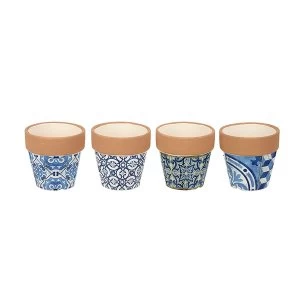 Image of Small Terracotta Tone Blue Dolomite 7cm Pots Set of 4 By Heaven Sends